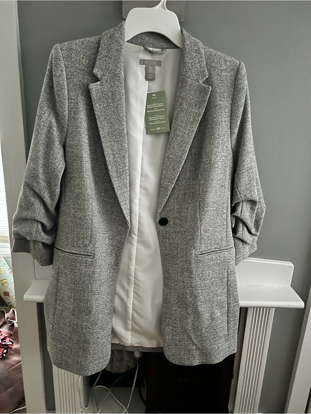 H&M Grey Single-Button Tailored Blazer